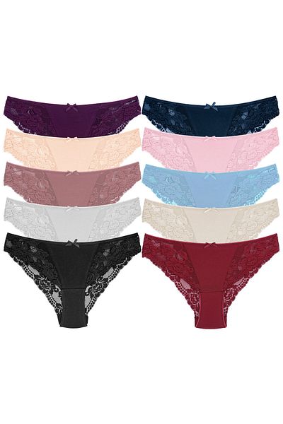 Zena 10 bucăți slip de damă din dantelă de bumbac