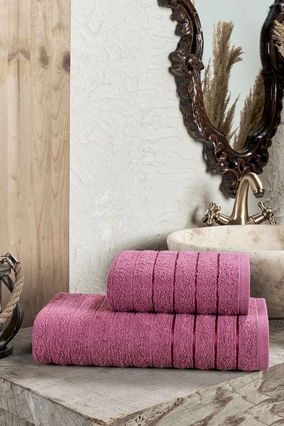 TABEA HOME Fluffy 2-Piece Bath Towel Set Plum