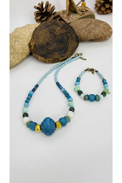 Porsuk Alternatif مجموعة أساور قلادة من الزجاج الهندي البوهيمي الأصيل مصنوعة ...