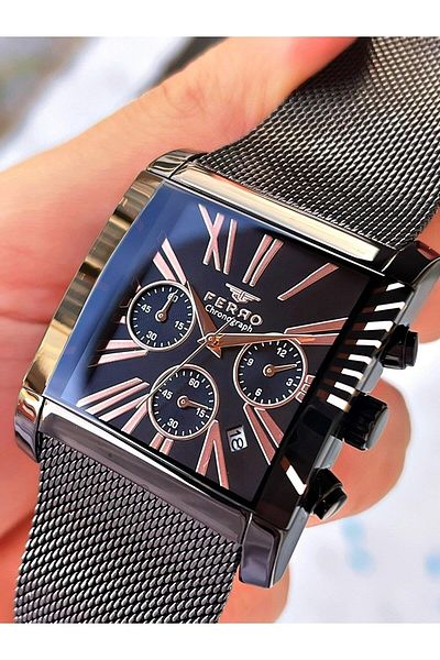 FERRO Men's Chronograph Wristwatch - Ns.Fr101-R13, 30 Mt Water Resistant, Indoor Functions Active