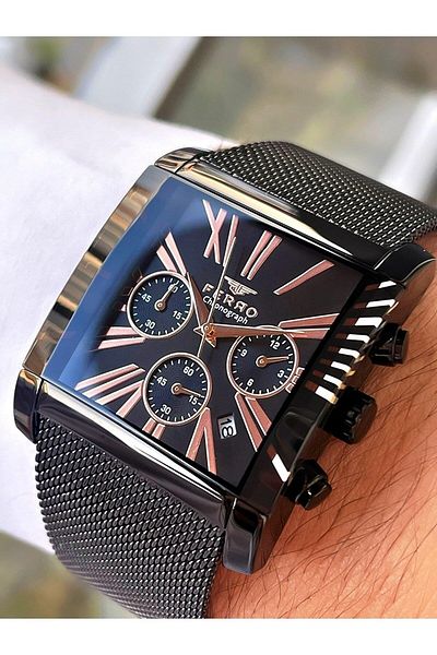 FERRO Men's Chronograph Wristwatch - Ns.Fr101-R13, 30 Mt Water Resistant, Indoor Functions Active