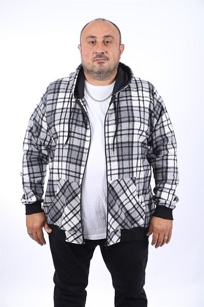 MocGrande Kangaroo Pocket Lumberjack Φούτερ Stripe 22209