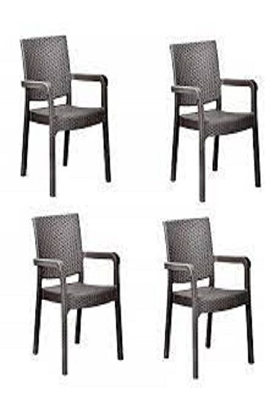 Holiday Troya Rattan Koltuk 4'lü Paket Kahverengi