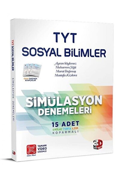3D Yayınları Tyt Sosyal Bilimler 15 Adet Simülasyon Denemeleri (kolay-orta-zor)