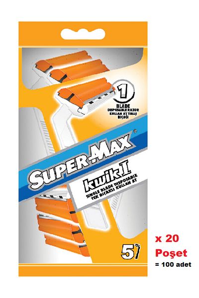 SÜPERMAX Single Razor Disposable Razor 5 x 20 Bags = 100 Pieces