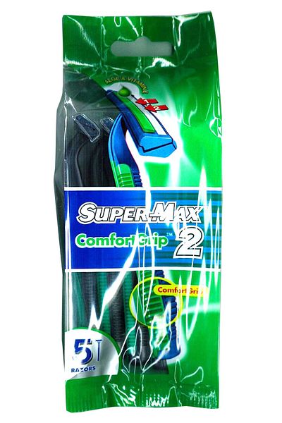 SÜPERMAX Disposable Razor with Two Blades, 5-Piece Bag