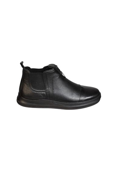 M.P. M.p Men's Black Genuine Leather Elastic Zipper Detailed Cold Resistant Boots