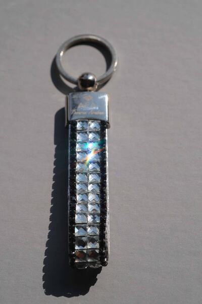 TASARIM ARABAM ATİKE ELİF AKIN Silver Baguette Black Stone Keychain