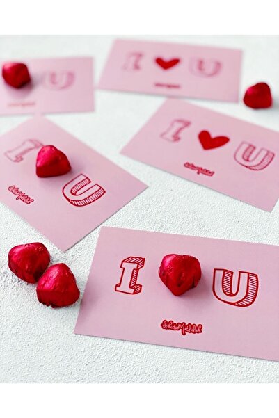 Bikutumutluluk Kalpli Melodi Çikolata I Love You Motto Kartı Kartpostal