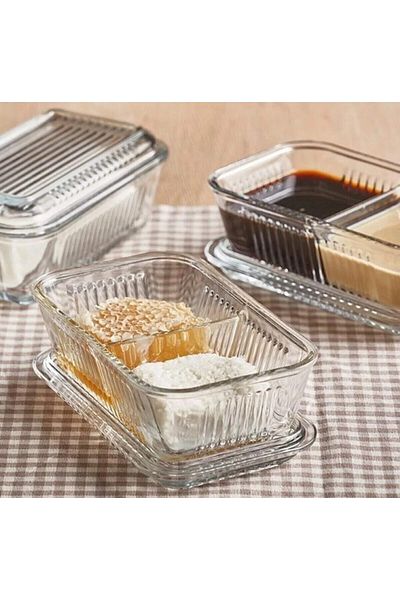 Paşabahçe 2-Piece Frigo Compartmented Butter and Jam Bowl Breakfast Storage Container