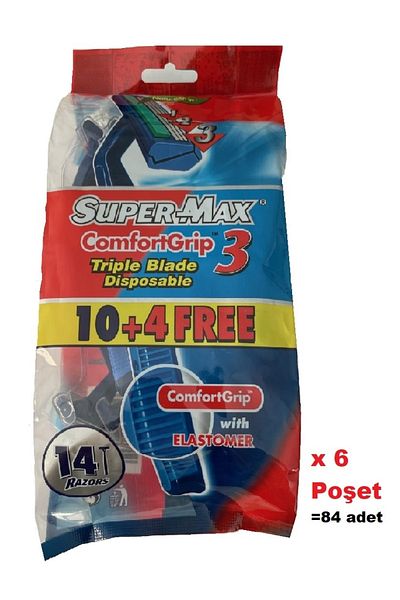 SÜPERMAX Three Razor Disposable Shaving Blades 14 x 6 Bags = 84 Pieces