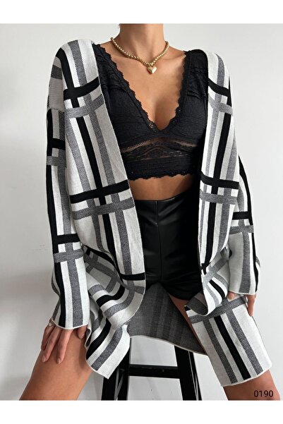 vuvutasarım Tricotaj de damă Cardigan cu mânecă lungă cu model în dungi