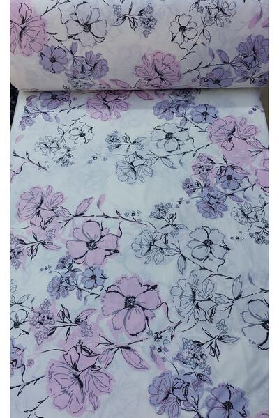 Evita Çarşaflık Kumaş - Pudra / Lila