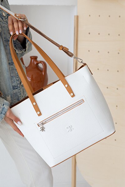 ImPolo حقيبة كتف ليندا وايت تان للنساء - ثلاث عيون