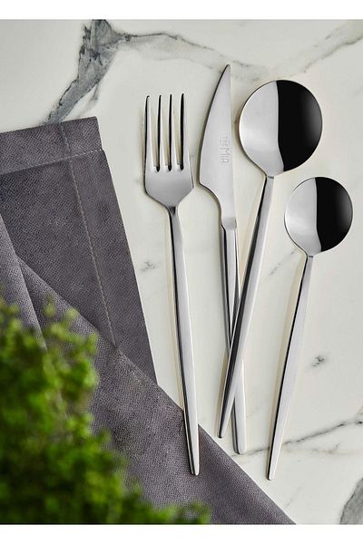 The Mia Isla Fork Spoon Knife Set Silver 24 Pieces