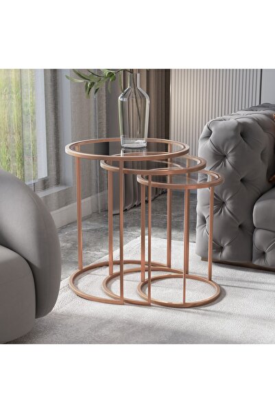 Marsah Home Yuvarlak Zigon Takımı Bronz Metal Ayaklı