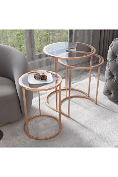 Marsah Home Yuvarlak Zigon Takımı Bronz Metal Ayaklı