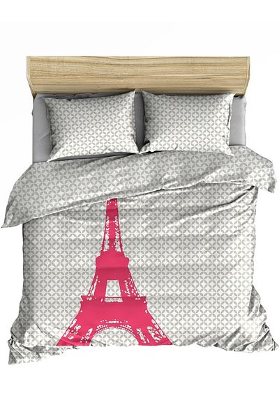 makiteks France Size 100% Cotton 200x200 Παπλωματοθήκη και 2 τετράγωνες μαξιλαροθήκες 65x65,