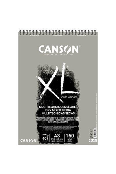 Canson Xl Sand Graın Spiralli Blok Grı 40s A3 160g - 400110396