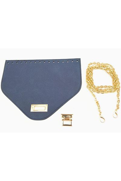 angel çanta aksesuar Σετ τσάντας με αλυσίδα Navy Blue Nubuck Suede 22,5x17 cm με κάλυμμα 120 cm