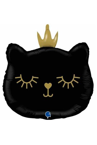 parti sürprizi Crowned Black Cat Foil Balloon 1 Piece