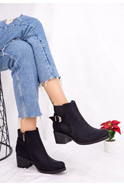 YELLOV حذاء نسائي خفيف الوزن بكعب لون زمردي وسحاب ونعل غير قابل للانزلاق