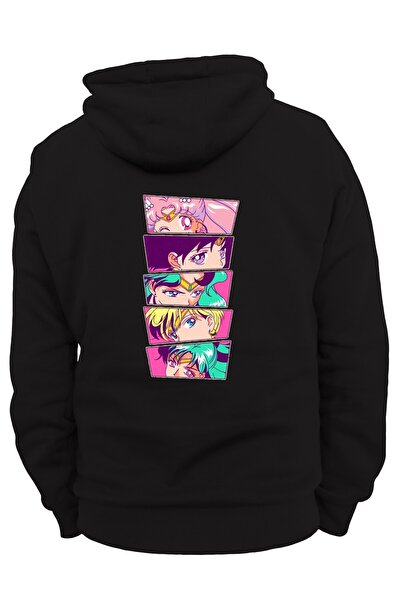 remonz Sailor Moon Πίσω Βαμβακερό εμπριμέ 3 κλωστές. Φούτερ με κουκούλα με κουκούλα με κουκούλα με κουκούλα με κουκούλα