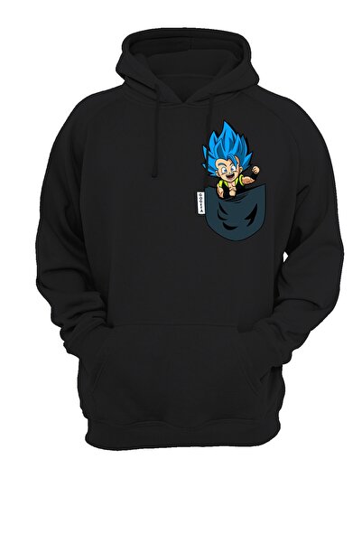 remonz Φούτερ με κουκούλα με τσέπη Dragonball Gogeta με στάμπα χωρίς φερμουάρ