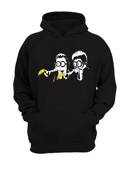 remonz Φούτερ Minions Pulp Fiction με εμπριμέ μαύρη κουκούλα 3 νήματα βαμβακερή σημαδωμένη