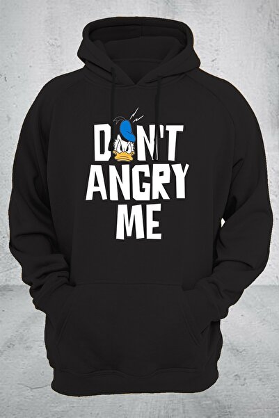 remonz Donald Duck Printed 3 Ipl. Παχύ ανυψωμένο (600 γρ.) Μαύρο φούτερ με φλ...