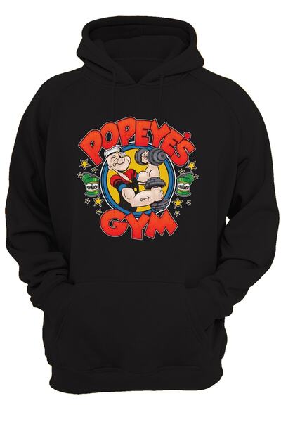 remonz Popeye Gym pre-imprimat, 100% bumbac, 3 fire. Hanorac foarte gros cu căptușeală din lână