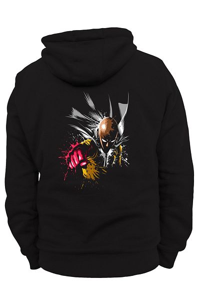 remonz One Punch Man με στάμπα στην πλάτη, 100% βαμβάκι, 3 κλωστές. Ανυψωμένο, Fleece Εσωτερικά, Πολύ Χοντρό Hoodie