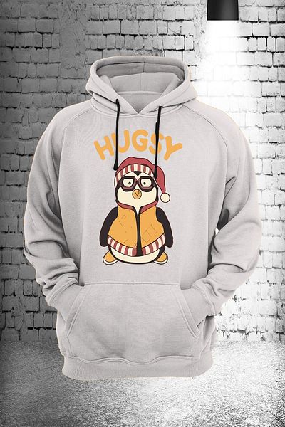 remonz Φίλοι Joey Hugsy Printed 3 Ipl. Ανυψωμένο, Παχύ (600 γρ.) Λευκό φούτερ με φλις εσωτερικά