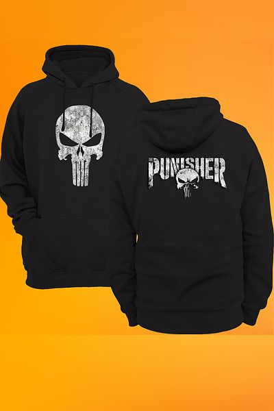 remonz Punisher Double Printed 3 Ipl. Ανυψωμένο, Fleece Inside, Χοντρό (600 GR.) Μαύρο φούτερ