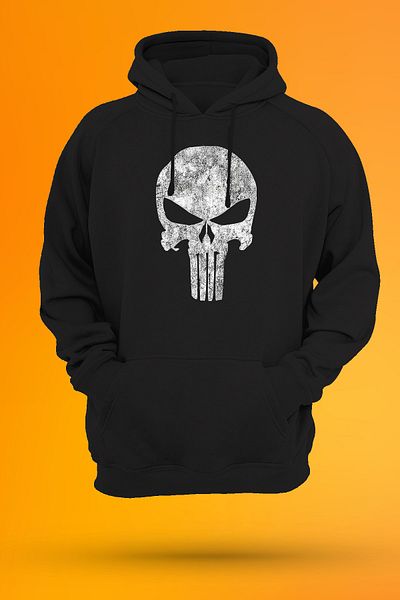 remonz Punisher Double Printed 3 Ipl. Ανυψωμένο, Fleece Inside, Χοντρό (600 GR.) Μαύρο φούτερ