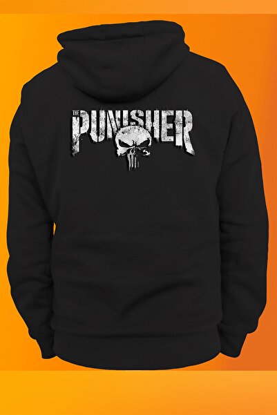 remonz Punisher Double Printed 3 Ipl. Ανυψωμένο, Fleece Inside, Χοντρό (600 GR.) Μαύρο φούτερ
