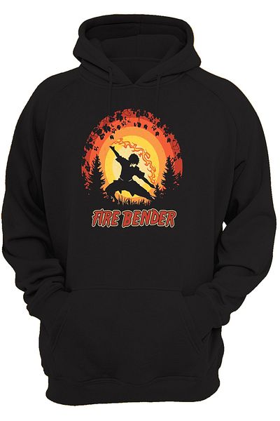 remonz Avatar Firebender με στάμπα μπροστά, 100% βαμβάκι, 3 κλωστές. Ανυψωμένο, Fleece Εσωτερικά, Πολύ Χοντρό Hoodie