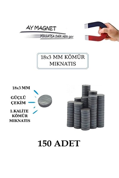AYMAGNET 150 Adet 18x3 Yuvarlak Kömür Mıknatıs, Nişan Sünnet Süsleme Mıknatıs...