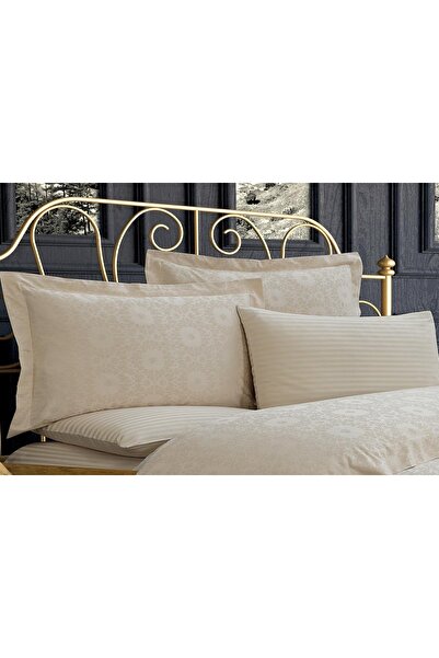 Finezza Jardin Bamboo Jacquard Fabric Beige Double Oxford 60*80 Cm Pillow Cas...