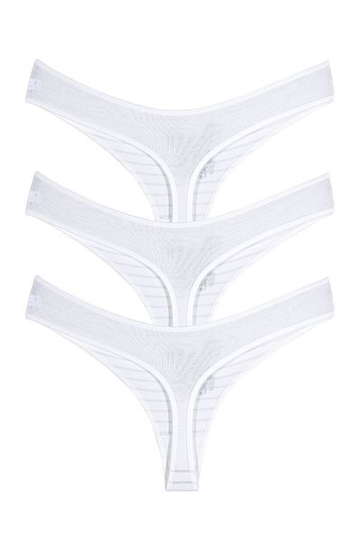 Perita.Life Women'S, Cream Leopard Print, Cotton 3-Piece Thong, String