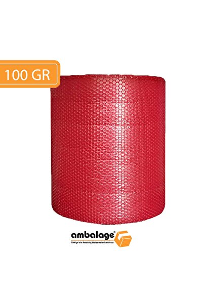 Ambalage 50 Cm X 50 Metre 100 gr Üç Kat Kırmızı Balonlu Naylon 10 Adet Kırılı...