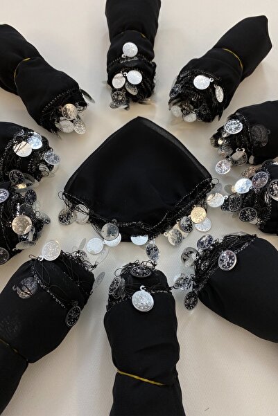 ZEYMERADE منديل العريس والعروس من الشيفون الأسود، منديل هدية 10 قطع، ختان الح...