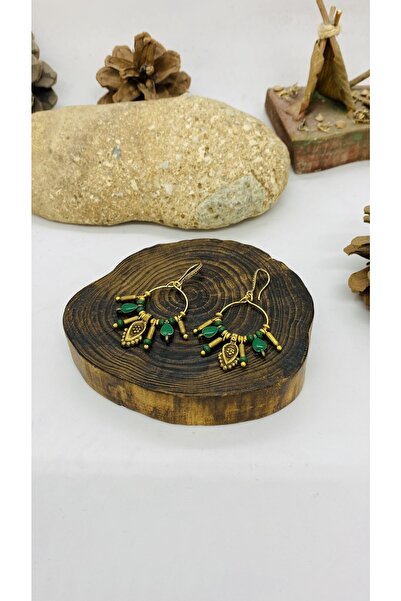 Porsuk Alternatif اليدوية العرقية أصيلة الهبي البوهيمي المينا الأقراط النحاسية