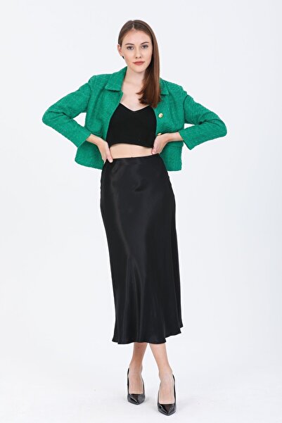 CurcunaShop Satin Fabric Bias Skirt
