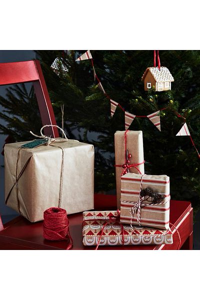 IKEA Vınterfınt 25 Meters Red Natural Jute Gift Package Lanyard Ribbon Raffia