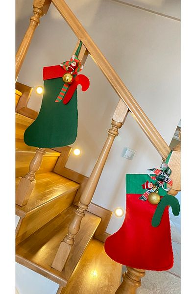 White Alamode Christmas Stocking Ornament Set of 2