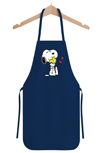 bonecim Alpaka Kumaş Snoopy Baskılı Lacivert Mutfak Önlüğü Şef Önlüğü Birinci...