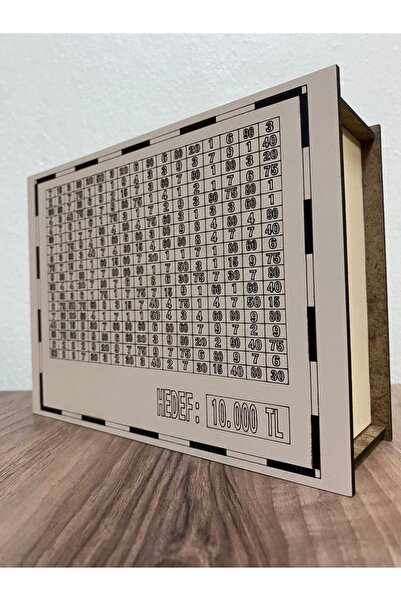 Elfora Hedef 10.000 Tl Kumbara Para Kutusu Lüks Ahşap Kumbara