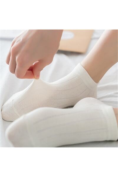 çorapmanya 10 Pairs Multicolored Women's Ankle Length Cotton Booties