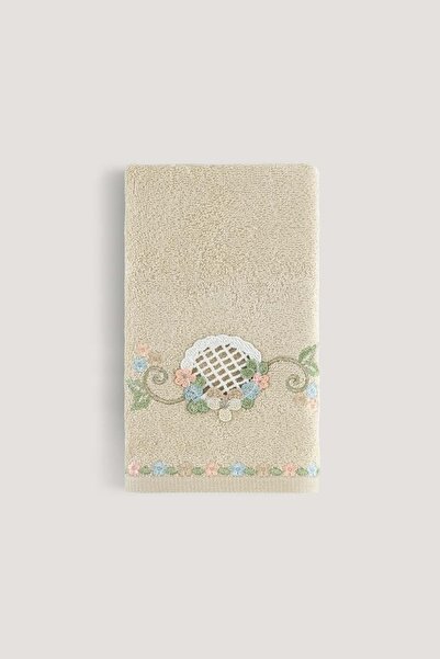 Arliva Home Menekse Bambu Nakıslı Havlu Bej 30x50